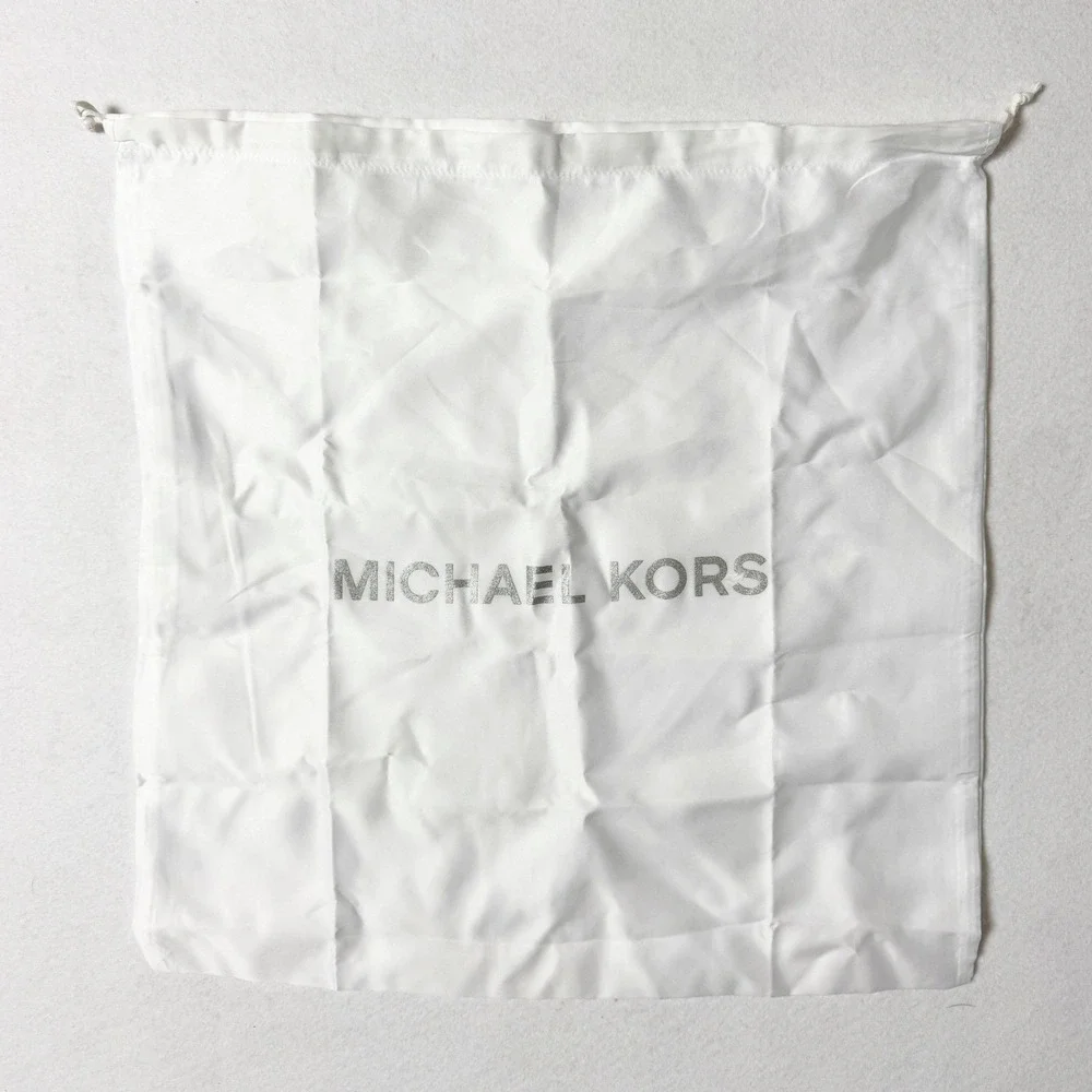 Michael Kors‎ White Satin Drawstring Dust Bag Silver Glitter Logo 18x18 Large